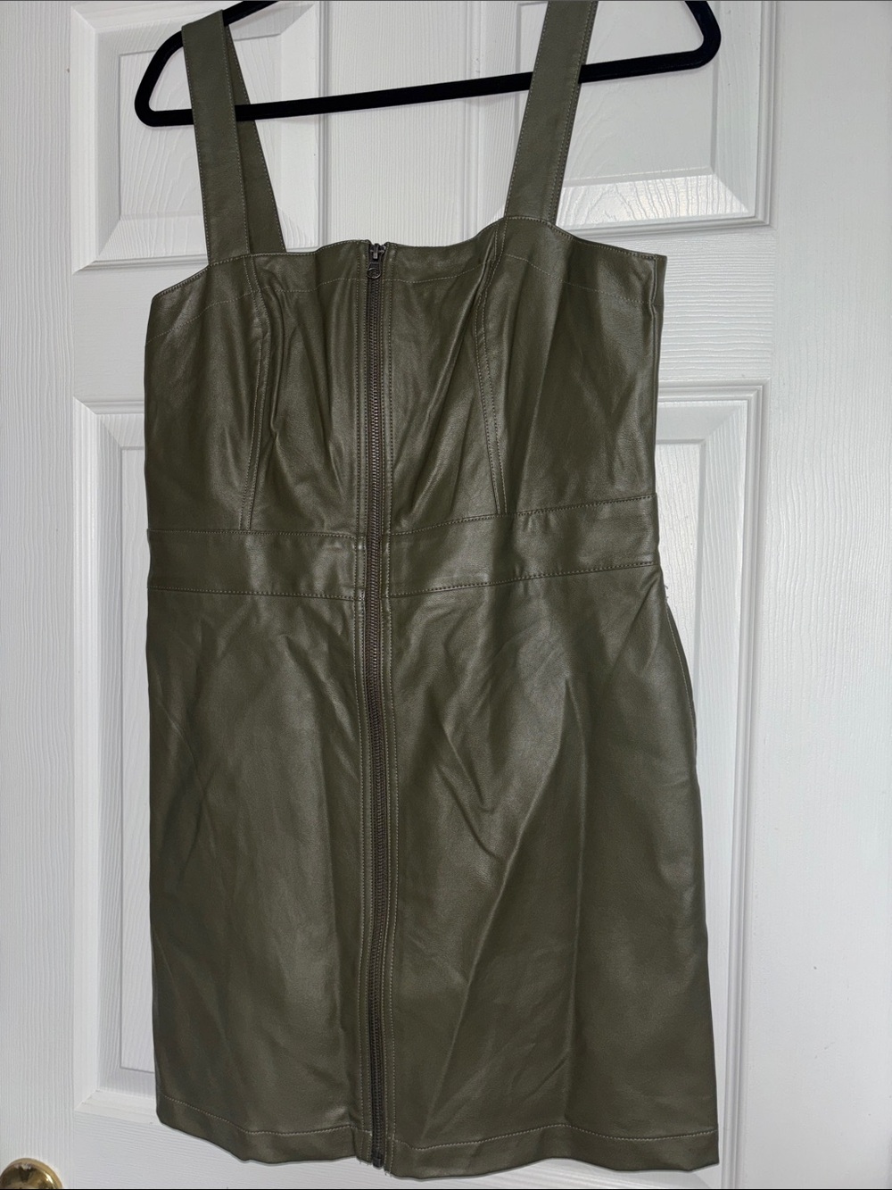 wild fable Olive Green Faux Leather Mini Dress